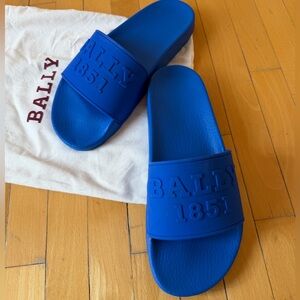 Bally Blue Rubber Slide Sandals Men Size 7